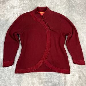 Vintage Statement Shanghai Tang Qipao Top Wool Designer Women's M Maroon